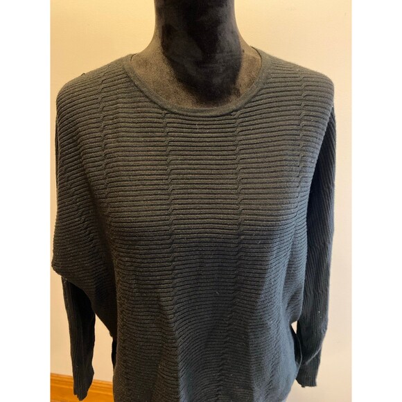 Tahari Black Womens Sweater Size XL Ribbed Side Zippers Stylish Stretchy - Picture 6 of 12